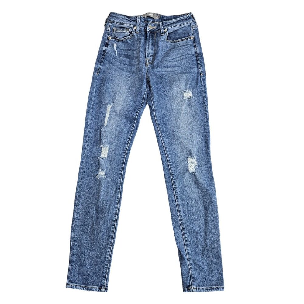 Just USA Jeans Womens 27 Blue Distressed Skinny Stretch Denim Medium Wash